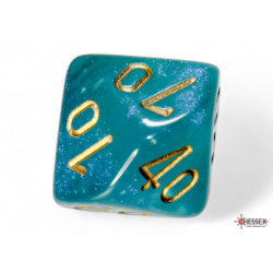 Borealis Teal/gold Luminary Polyhedral 7-Dice Set