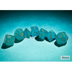 Borealis Teal/gold Luminary Polyhedral 7-Dice Set