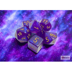 Borealis Royal Purple/gold Luminary Polyhedral 7-Dice Set