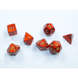 Scarab Mini-hedral Scarlet/gold 7-Die Set