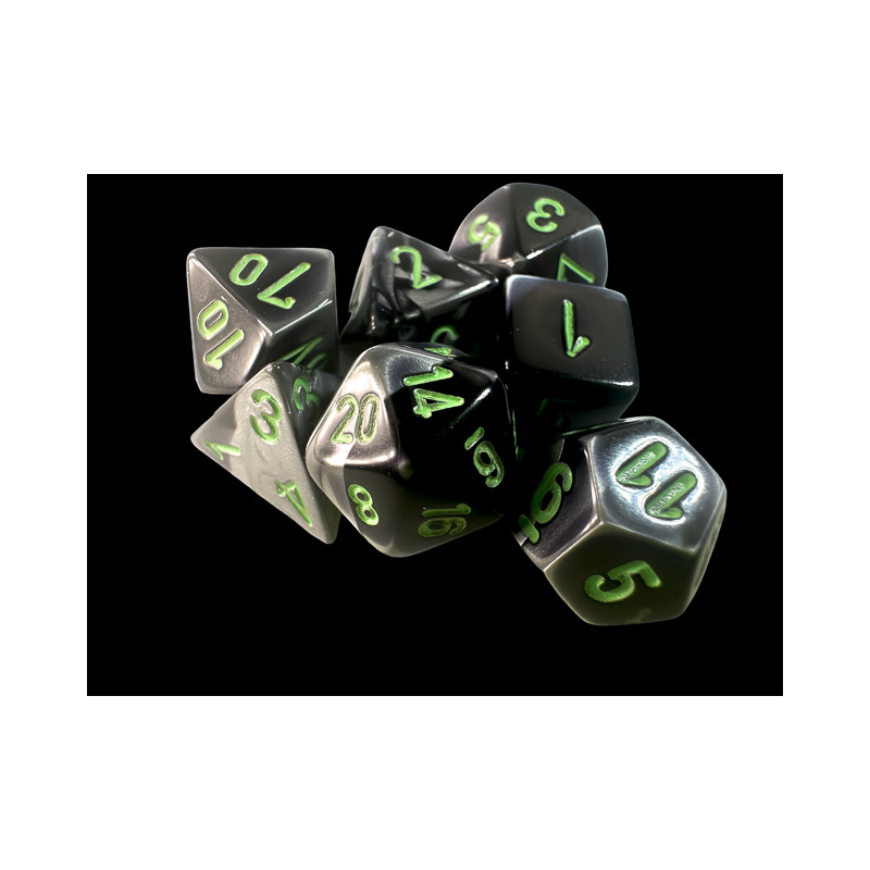 Gemini Mini-hedral Black-Grey/green 7-Die Set