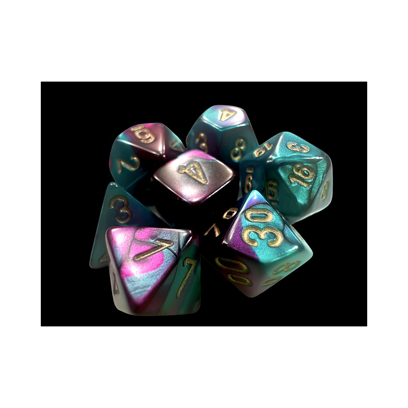 Gemini Mini-hedral Purple-Teal/gold 7-Die Set