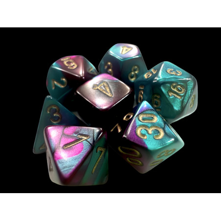 Gemini Mini-hedral Purple-Teal/gold 7-Die Set