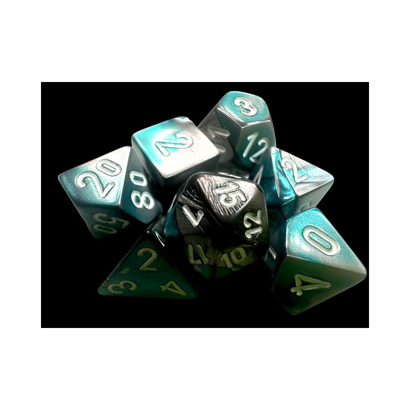 Gemini Mini-hedral Steel-Teal/white 7-Die Set