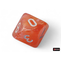 Festive Dahlia/white Luminary Polyhedral 7-Dice Set