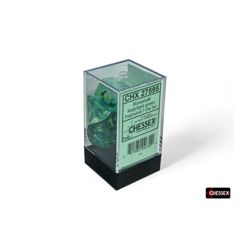 Borealis Kelp/light Green Luminary Polyhedral 7-dice Set