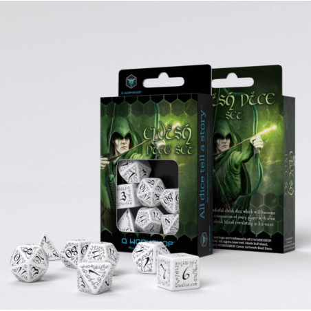 Elvish Dice Set: White & Black