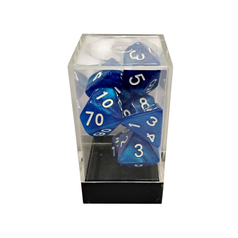 Marble Blue/White Polyhedral 7-Die Set