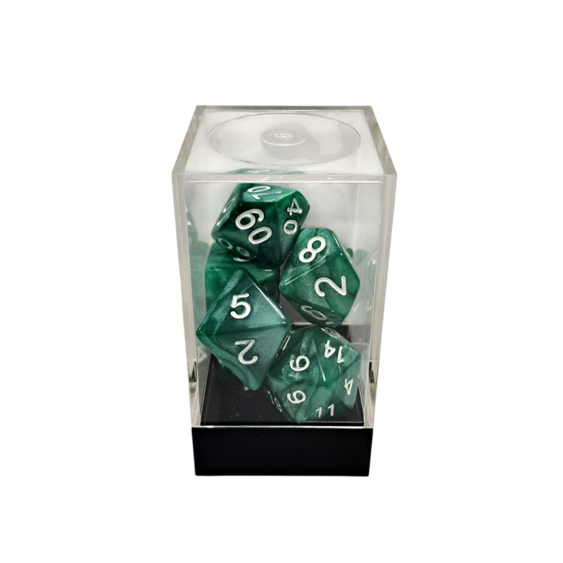 Marble Green/White Polyhedral 7-Die Set