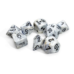 Marble Calcite/Black Polyhedral 7-Die Set (w/ bonus die)