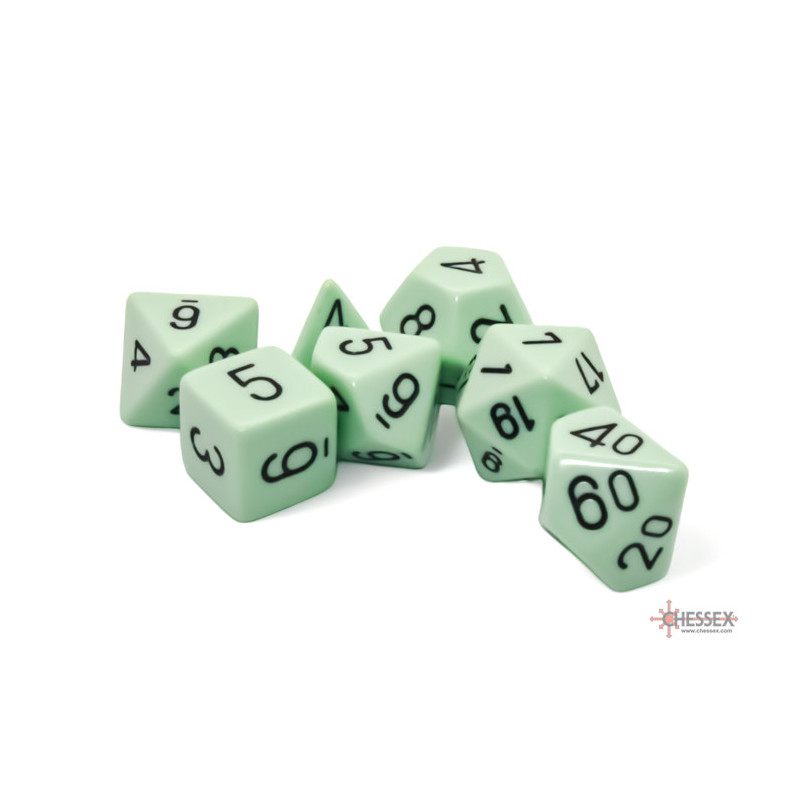 Opaque Pastel Green/black Polyhedral 7-Dice Set