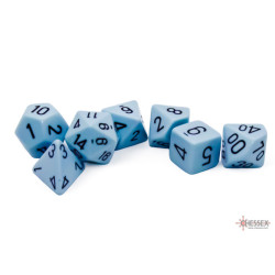 Opaque Pastel Blue/black Polyhedral 7-Dice Set