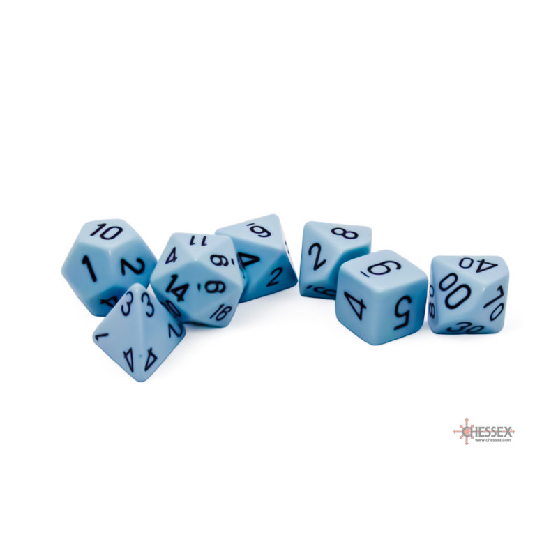 Opaque Pastel Blue/black Polyhedral 7-Dice Set