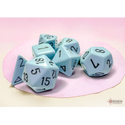 Opaque Pastel Blue/black Polyhedral 7-Dice Set
