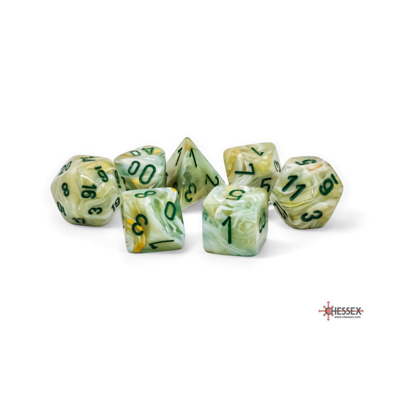 Marble Mega-hedral Green/dark green 7-Die Set