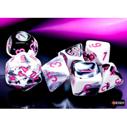 Gemini Black-White/pink Polyhedral 7-Dice Set
