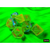 Gemini Plasma Green-Teal/orange Luminary Polyhedral 7-Dice Set