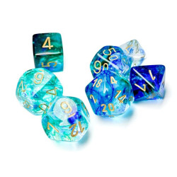 Nebula Luminary Oceanic/Gold Polyhedral 7-Die Set