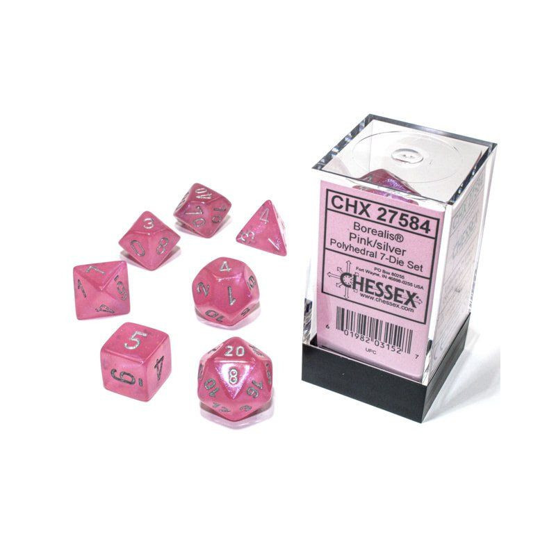 Borealis Luminary Pink/Silver Polyhedral 7-Die Set