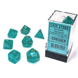 Borealis Luminary Teal/Gold Polyhedral 7-Die Set