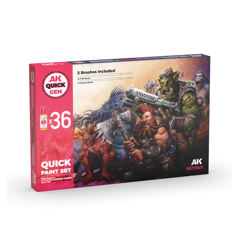 Quick Paint Set - 36 Quick Gen Colors ( +2 Free Brushes)
